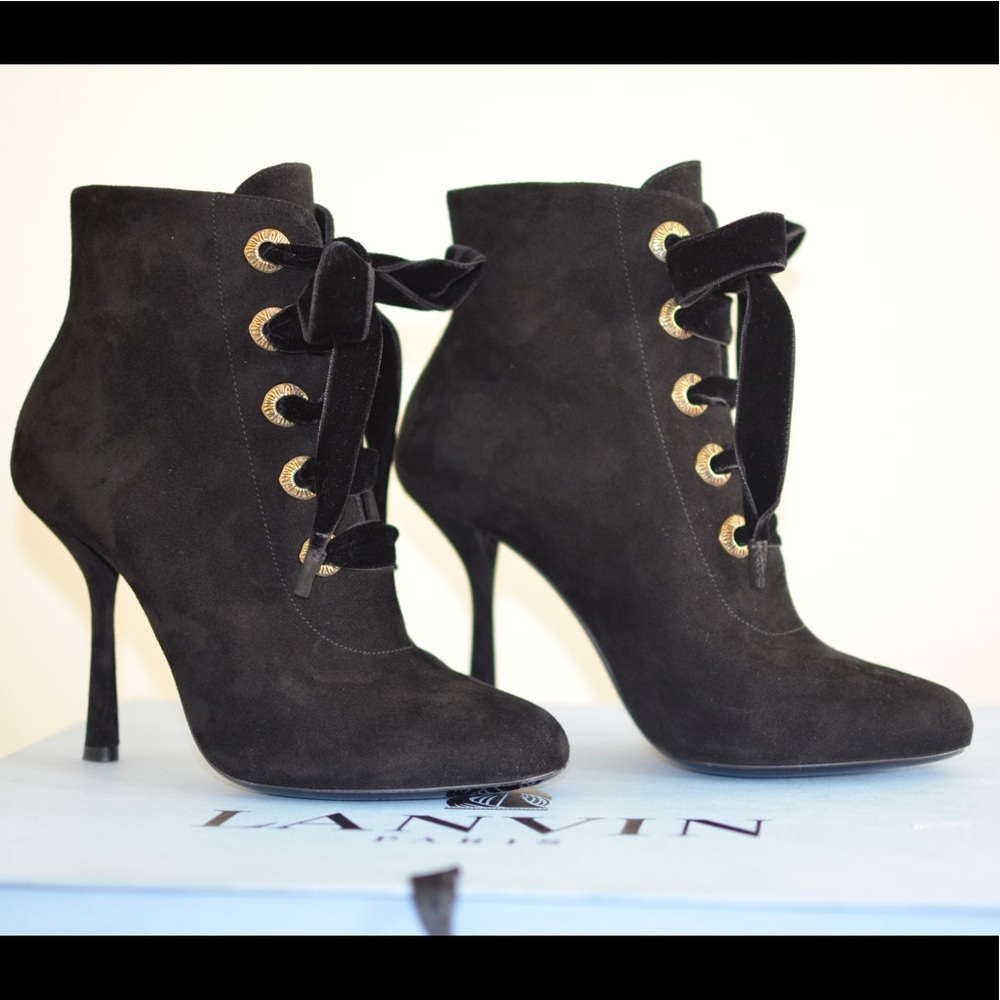 Lanvin Black Suede Ankle Boots